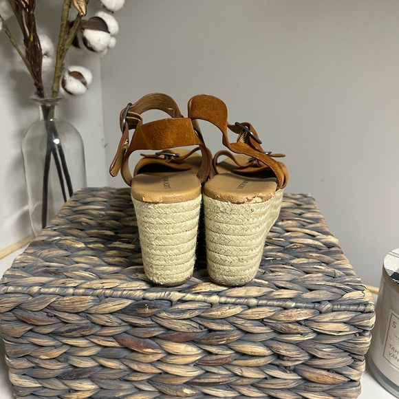 Lucky Brand Neveah Brown Leather Espadrille Strappy Buckle Wedge Size 9.5 - Picture 11 of 16
